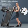 Electric Motorized Treadmill with Audio Speakers; Max. 10 MPH and Incline for Home Gym AL