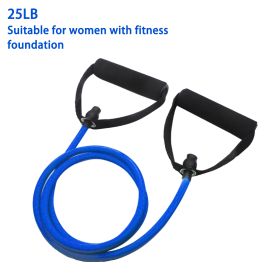 1pc 5 Levels Resistance Bands (suitable Beginner) With Handles Yoga Pull Rope Elastic Fitness Exercise Tube Band For Home Workouts Strength Training (Color: Blue-25LB)