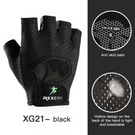 Breathable Fitness Gloves Gym Weightlifting Yoga Bodybuilding Training Sports Thin Non-slip Half Finger Cycling Gloves Equipment (Color: Black XL, Ships From: China)