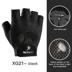 Breathable Fitness Gloves Gym Weightlifting Yoga Bodybuilding Training Sports Thin Non-slip Half Finger Cycling Gloves Equipment (Color: Black L, Ships From: China)