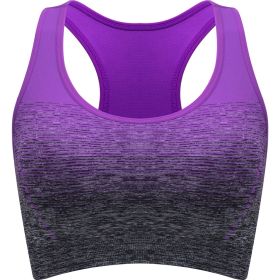 1pc/2pcs/3pcsMedium Support Two Tone Racer Back Sports Bra, Fitness Workout Running Yoga Bra (Color: Purple, size: XL(12))