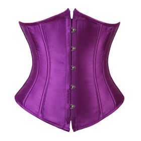 SEXY Gothic Underbust Corset and Waist cincher Bustiers Top Workout Shape Body Belt Plus size Lingerie S-6XL (Color: Purple, size: L)