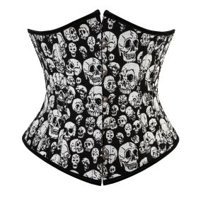 SEXY Gothic Underbust Corset and Waist cincher Bustiers Top Workout Shape Body Belt Plus size Lingerie S-6XL (Color: 7341skull, size: 6XL)