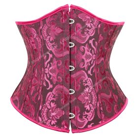 SEXY Gothic Underbust Corset and Waist cincher Bustiers Top Workout Shape Body Belt Plus size Lingerie S-6XL (Color: BlackRose, size: 6XL)