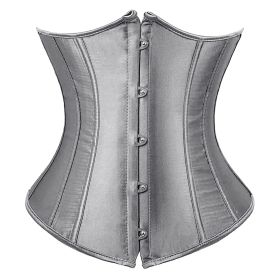 SEXY Gothic Underbust Corset and Waist cincher Bustiers Top Workout Shape Body Belt Plus size Lingerie S-6XL (Color: Gray, size: 4XL)