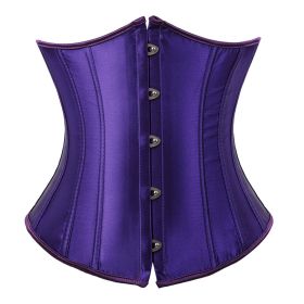 SEXY Gothic Underbust Corset and Waist cincher Bustiers Top Workout Shape Body Belt Plus size Lingerie S-6XL (Color: 7055Deep Purple, size: M)