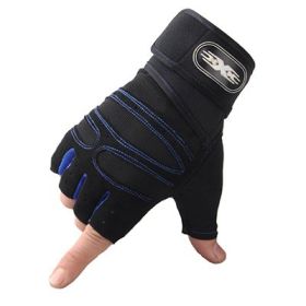 Gloves Weight Exercises Half Finger Lifting Gloves Body Building Training Sport Gym Fitness Gloves for Men Women (Color: Blue, size: L)