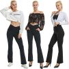 Womens Crossover Flare Leggings with Pockets Bootcut High Waisted Yoga Pants Tummy Control Gym Workout Work Pants