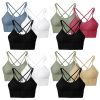 3Packs Women Cross Back Sport Bras Padded Strappy Medium Support Bras