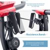 Folding Exercise Bike; Fitness Upright and Recumbent X-Bike with 10-Level Adjustable Resistance; Arm Bands and Backrest